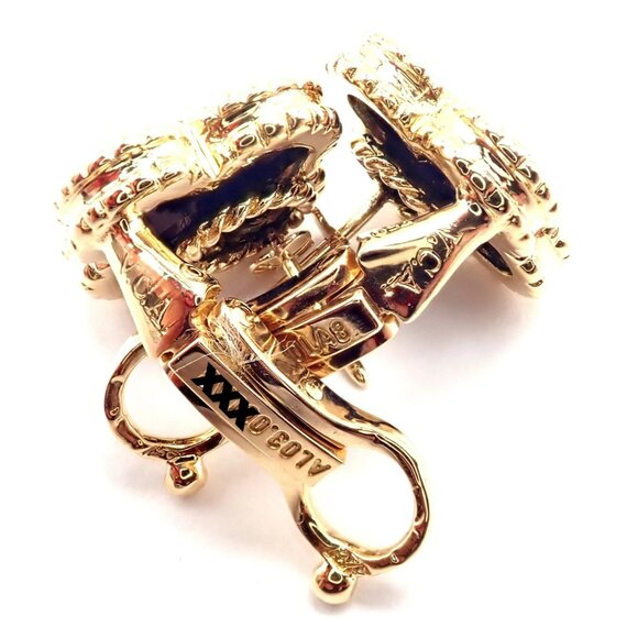 Van Cleef & Arpels 18k Yellow Gold Vintage Alhambra Blue Lapis Earrings Paper - Picture 7 of 12